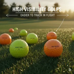 High-visibility matte yellow and orange golf balls that are easier for beginners to track in flight.