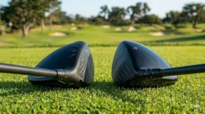 Close-up illustration of the Ping Trajectory Tuning 2.0 hosel versus the Titleist SureFit adjustability system.