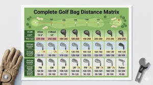 Graphic showing the carry and total distance for drivers, 3-woods, and 5-woods for amateur golfers.