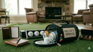 An insulated beverage cooler sleeve for a golf bag, showcasing clever and fun golf gifts under 50 dollars.