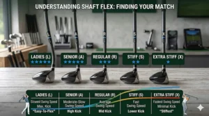 A comparison chart of golf club shaft flex ratings showing the curve of different shafts based on swing speed.