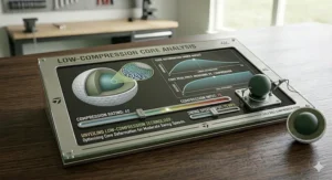 Illustration of a soft-core, low-compression golf ball designed for slower swing speeds and maximum feel.