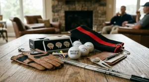 Custom monogrammed golf balls, making a unique and personal golf gift under 50 dollars.