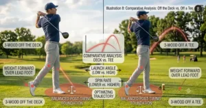 Comparison of launch angles for 3 wood off the deck vs. off a tee.
