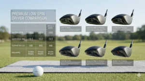 Comparison lineup of the best ultra low spin driver head designs for advanced players seeking lower launch and spin control.