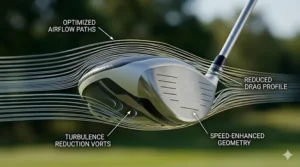 Illustration highlighting the effortless swing motion of an ultra lightweight senior driver.