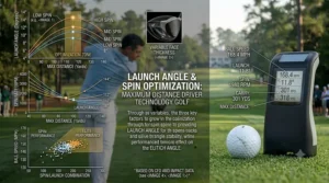 Infographic showing ideal launch angle and spin for maximum distance.