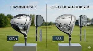 Comparison chart showing weight difference in standard vs. ultra lightweight drivers.