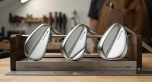 Detailed comparison of the sole grind and bounce profile on forged muscle back blades