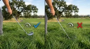 Comparison showing why a rescue club is effective for shots from the rough