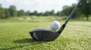 View of a strong 3 wood mini driver at address to show its confidence-inspiring profile.
