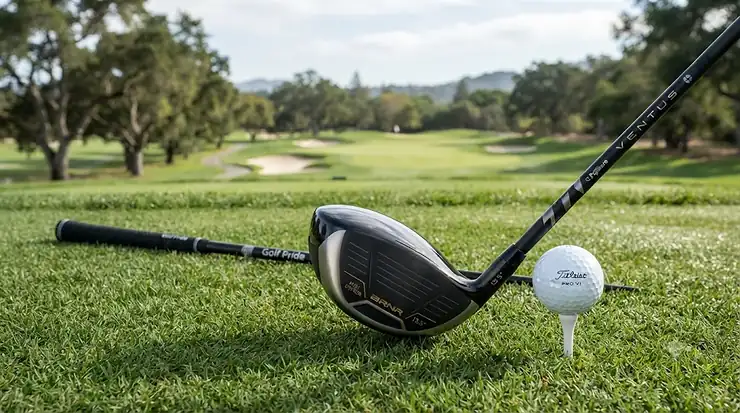 tudio shot of a high-performance strong 3 wood mini driver on a clean white background.
