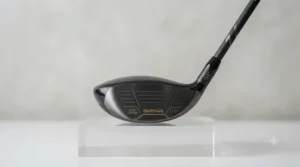 Side profile view of a strong 3 wood mini driver showing its compact head shape.