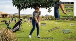 Technique for hitting a low, punch-style utility hybrid shot to navigate under tree branches.