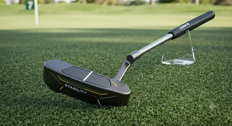 Overview of a mallet putter face balanced design highlighting its weight distribution and stability.