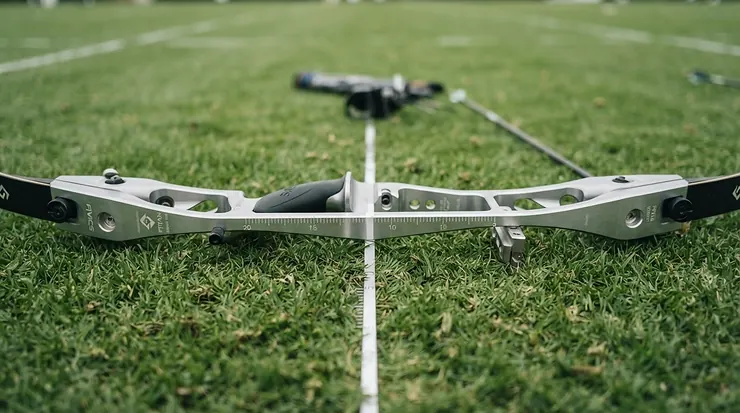 Overhead view showing the alignment lines of a center shaft putter with a sleek modern design