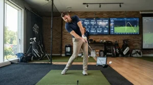 Analyzing swing metrics on a launch monitor to select optimal shaft weight for forged irons for advanced golfers.