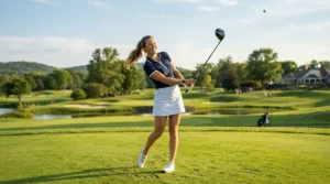 Golfer reacting to the pure feedback of players irons for advanced golfers on the course