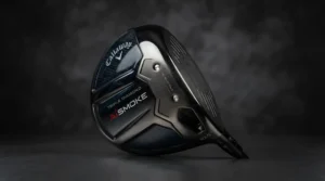 Detailed angle shot of the durable metal face on a center shaft putter modern design