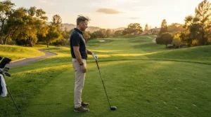 Highlighting reduced-vibration shafts on senior golf irons for arthritis-friendly grip before a fairway shot.